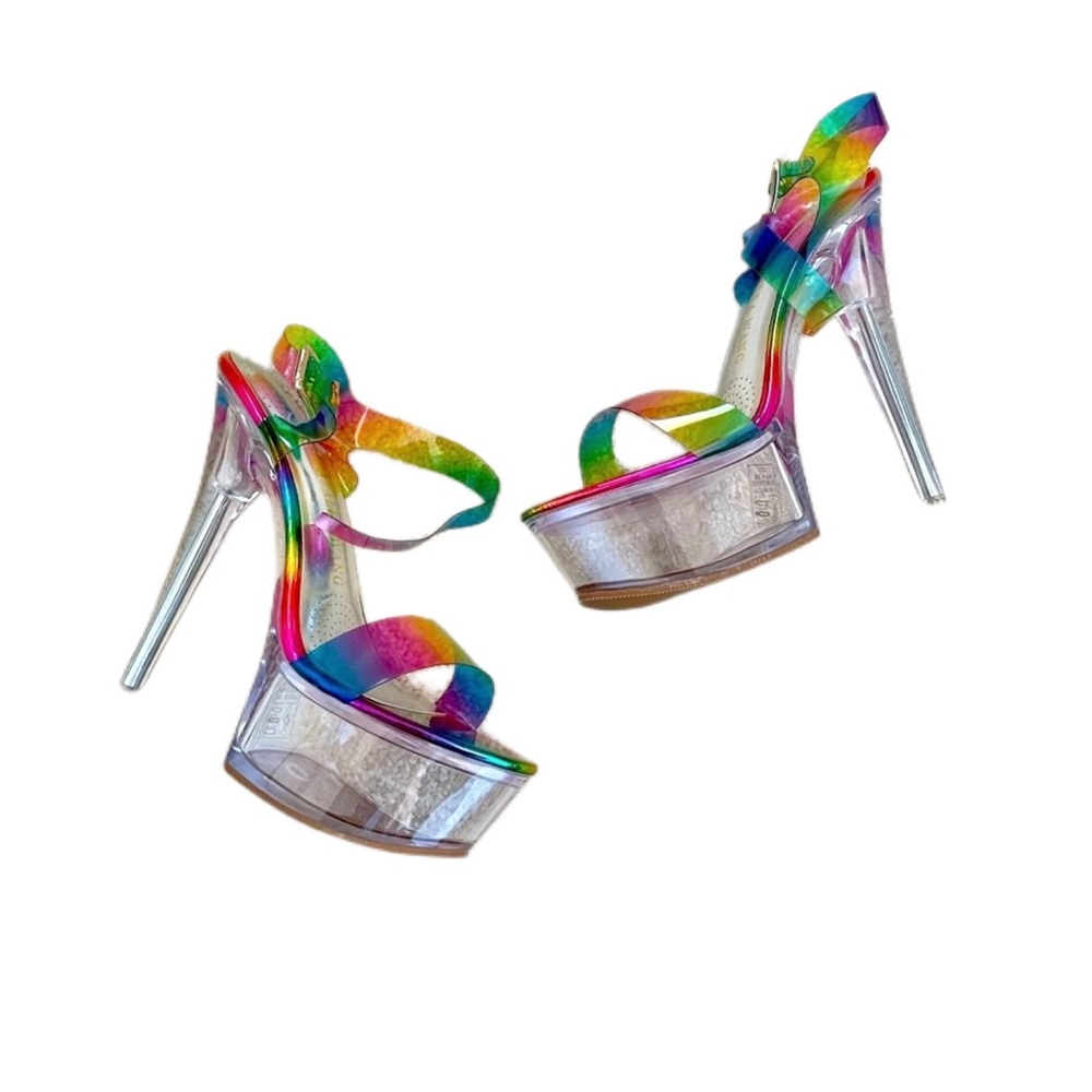 Azalea Wang Rainbow Croix Clear Platform Heels - Picture 2 of 12